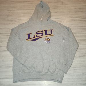Genuine Stuff LSU Tiger Hoodie Youth Gray Size Unisex Kids Medium 10/12 L2